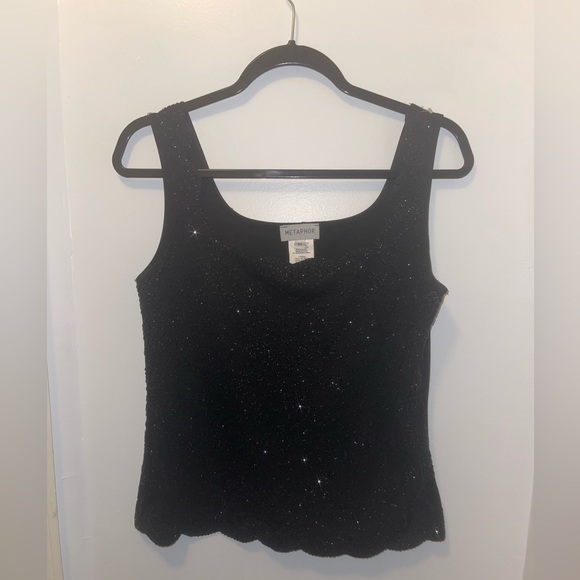 BLACK  SPARKLY METAPHOR SHIRT SIZE M - Picture 8 of 8